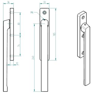 VLAKKE HEFSCHUIFGREEP BINNEN WIT MET 3 SCHROEFGATEN MET PC