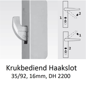 SECURY MEERPUNTSLUITING KRUKBEDIEND SLUITHAAK D35 PC92 VOORPLAAT VLAK 16X2,5MM 2285MM HOEKIG 