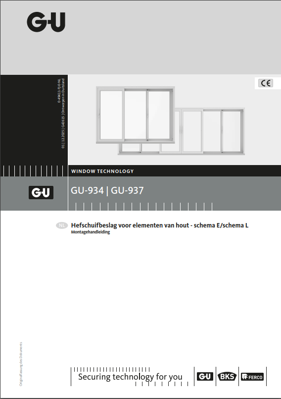 Handleiding Hefschuifbeslag GU-934 | GU-937  schema E/ L