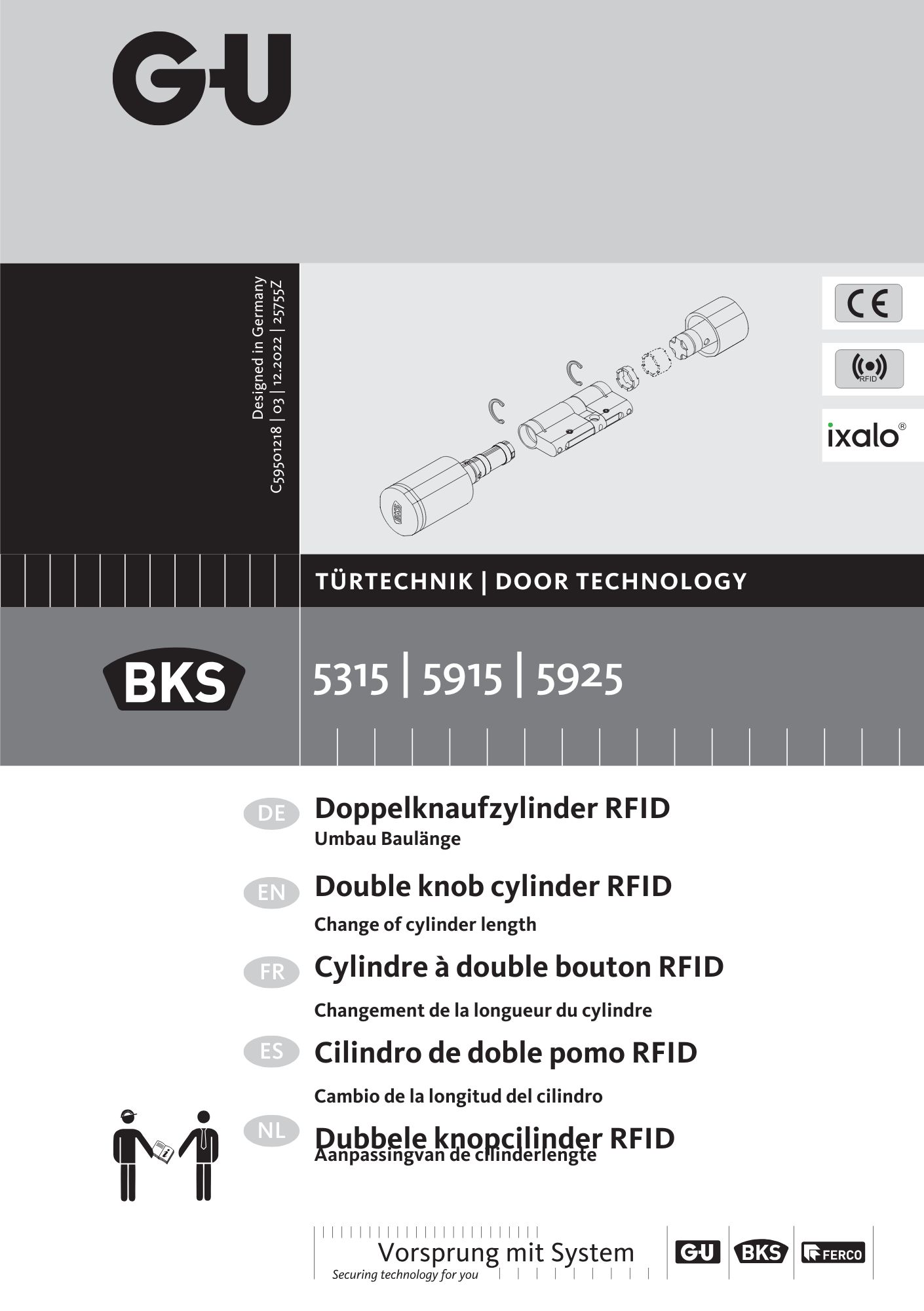 Handleiding  Dubbele knopcilinder RFID (ixalo)