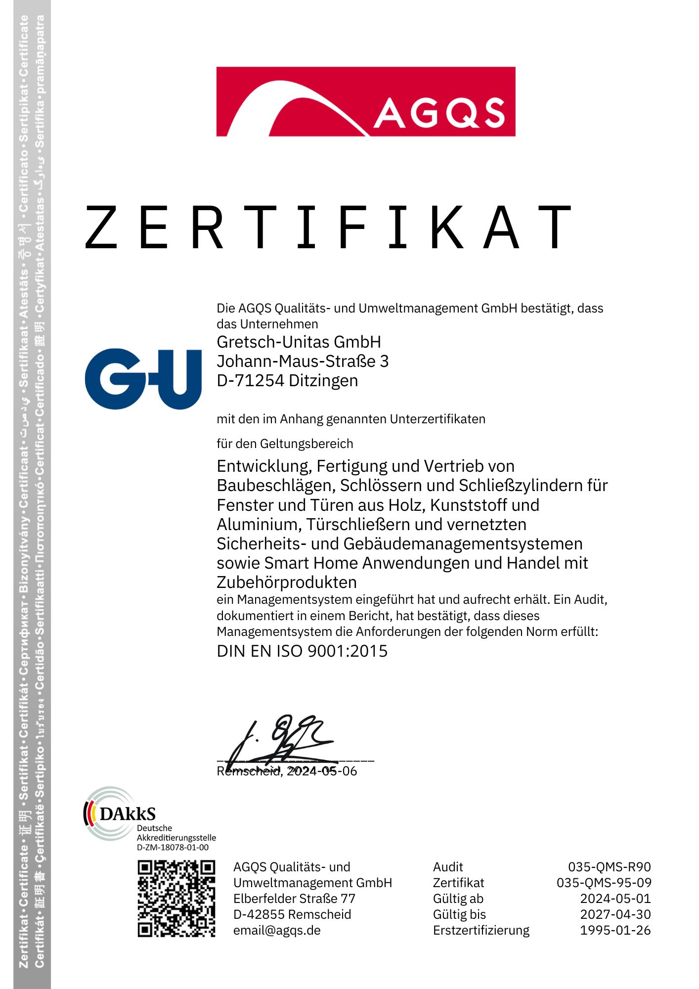 Certificaat_GU Bau_DIN EN ISO 9001