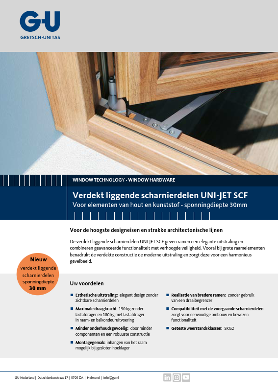 Verdekt liggende scharnierdelen UNI-JET SCF