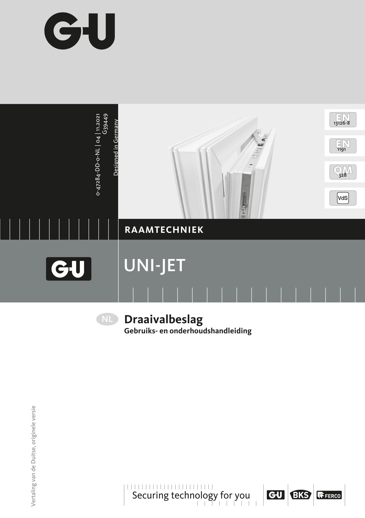 Handleiding UNI-JET draaivalbeslag