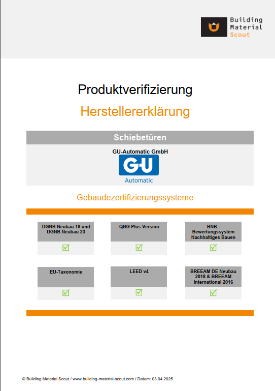 Productverificatie - Auto. schuifdeuren